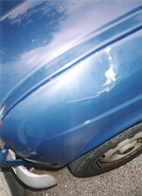 A nasty dent which was caused by a Salford City Council worker