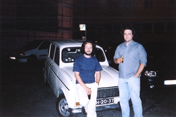 João (left) with his white Renault 4, and Fernando alongside