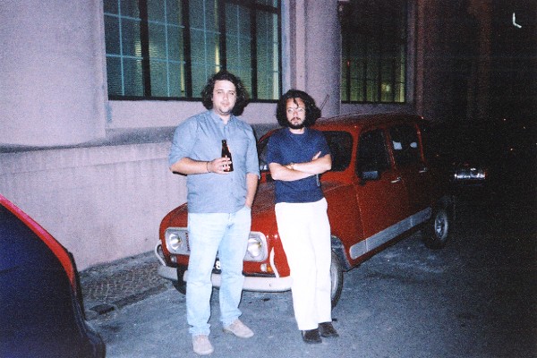 Fernando (left) with his red Renault 4, and João alongside