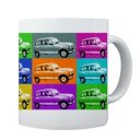 Renault 4 mug with colour collage design