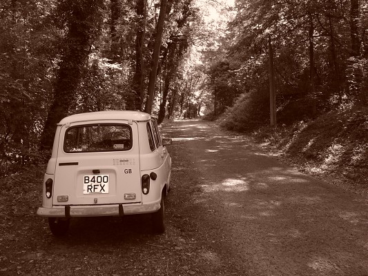 Reflexia captured in sepia, in a rural lane near Neuvial, France, August 2005