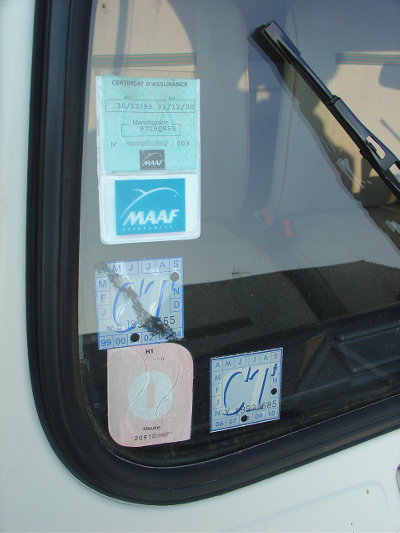My fourth 4, now officially titled 'Queen Geanine', displays a selection of French stickers in the windscreen, relating to the former insurance, Contrôle Technique and registration
