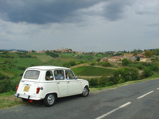 Queen Geanine in the Beaujolais hills opposite the village of Oingt, France, August 2011
