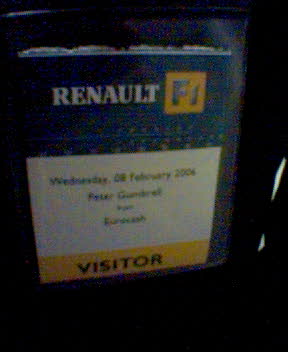 Renault F1 Team Limited visitor badge